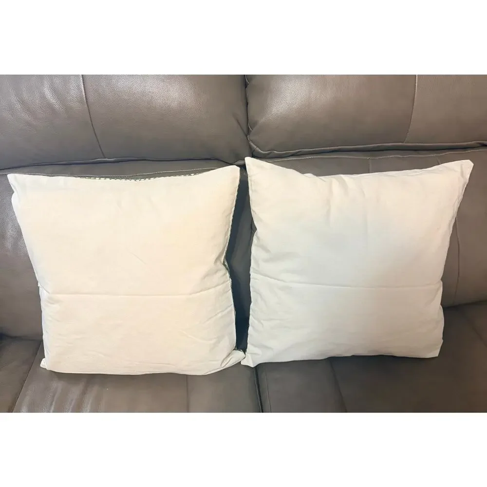 Two colorful flowers embroidered cushion pillows, inserts w/ insert protectors